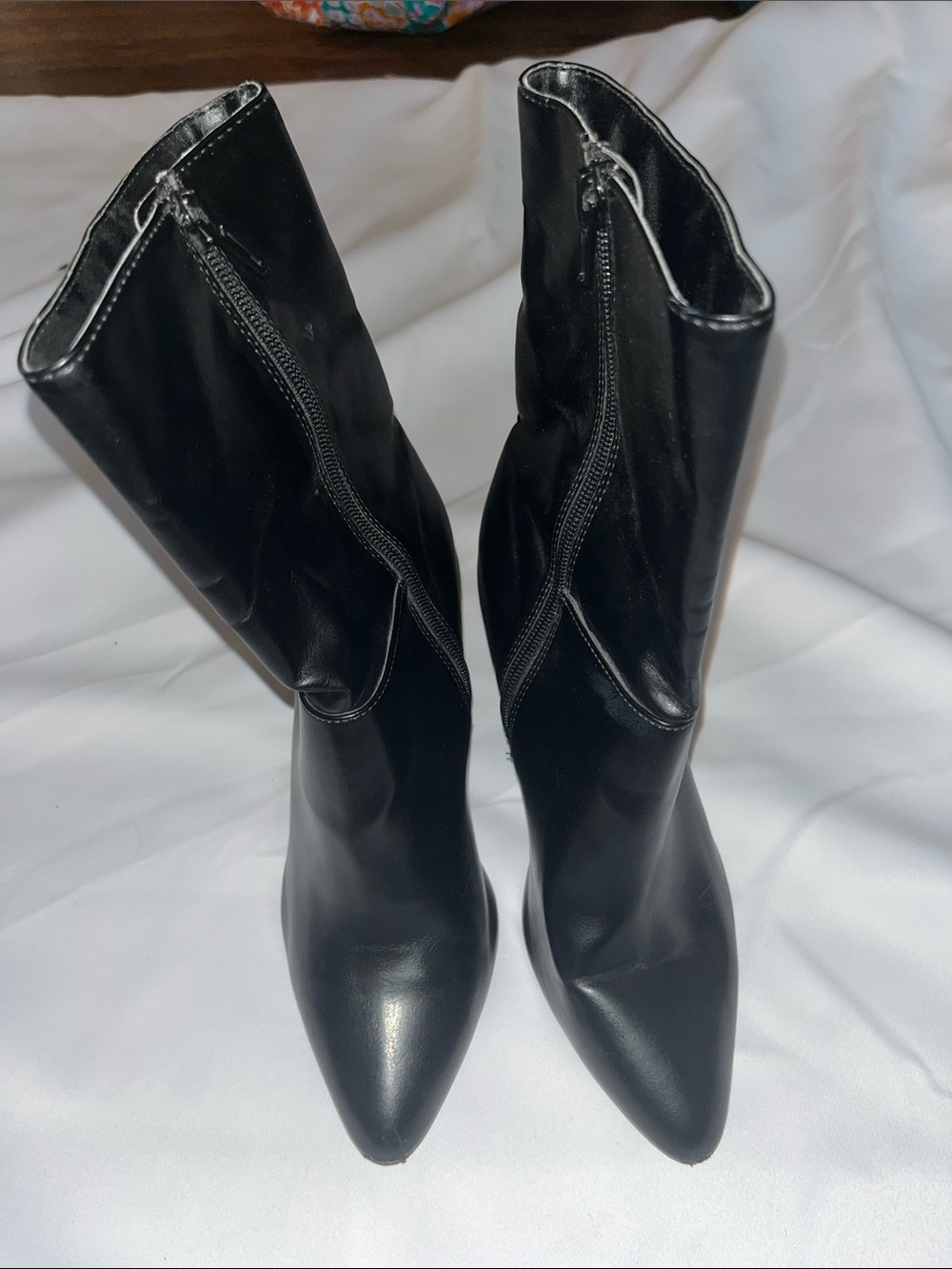 Christian Siriano Black Pointed-Toe Mid-Calf Heeled Boots